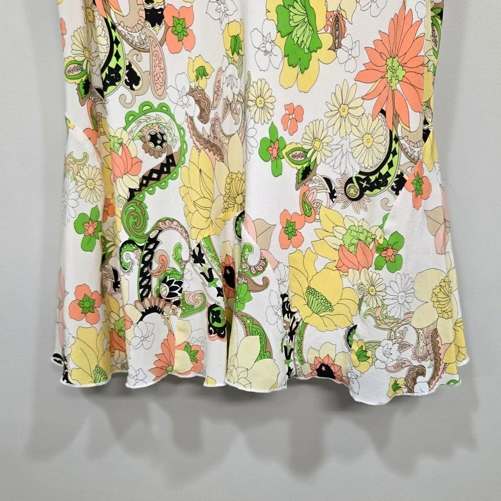 Vintage Y2K Allison Taylor Skirt Large 100% Silk‎ Mod Boho Psychedelic Floral